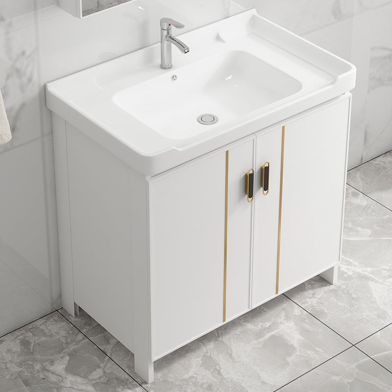 Modern Bathroom Vanity White Metal Frame Single-Sink Wall Mount Vanity Set Clearhalo 'Bathroom Remodel & Bathroom Fixtures' 'Bathroom Vanities' 'bathroom_vanities' 'Home Improvement' 'home_improvement' 'home_improvement_bathroom_vanities' 7588891