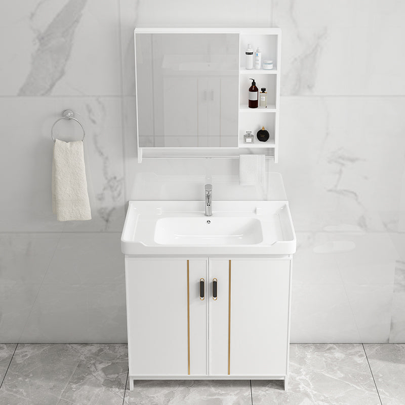 Modern Bathroom Vanity White Metal Frame Single-Sink Wall Mount Vanity Set Clearhalo 'Bathroom Remodel & Bathroom Fixtures' 'Bathroom Vanities' 'bathroom_vanities' 'Home Improvement' 'home_improvement' 'home_improvement_bathroom_vanities' 7588895