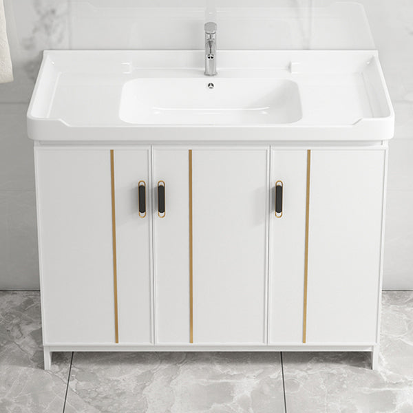 Modern Bathroom Vanity White Metal Frame Single-Sink Wall Mount Vanity Set Clearhalo 'Bathroom Remodel & Bathroom Fixtures' 'Bathroom Vanities' 'bathroom_vanities' 'Home Improvement' 'home_improvement' 'home_improvement_bathroom_vanities' 7588908