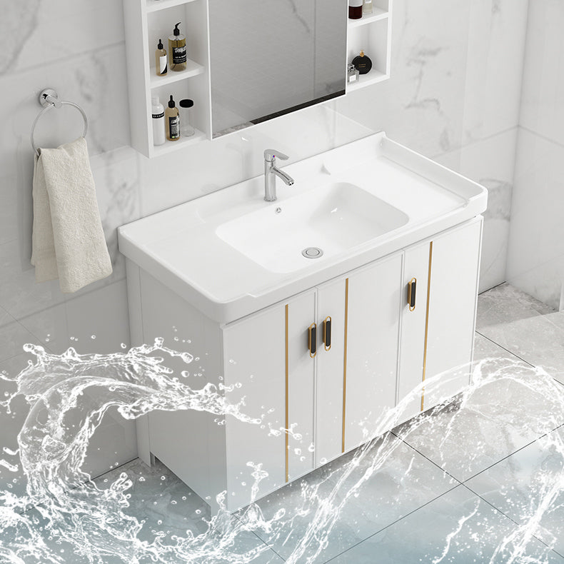 Modern Bathroom Vanity White Metal Frame Single-Sink Wall Mount Vanity Set Clearhalo 'Bathroom Remodel & Bathroom Fixtures' 'Bathroom Vanities' 'bathroom_vanities' 'Home Improvement' 'home_improvement' 'home_improvement_bathroom_vanities' 7588910