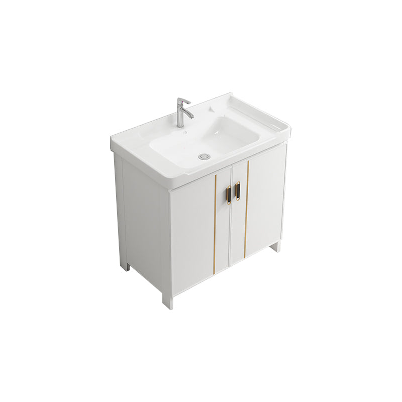 Modern Bathroom Vanity White Metal Frame Single-Sink Wall Mount Vanity Set Vanity & Faucet Towel Bar Not Included Clearhalo 'Bathroom Remodel & Bathroom Fixtures' 'Bathroom Vanities' 'bathroom_vanities' 'Home Improvement' 'home_improvement' 'home_improvement_bathroom_vanities' 7588915