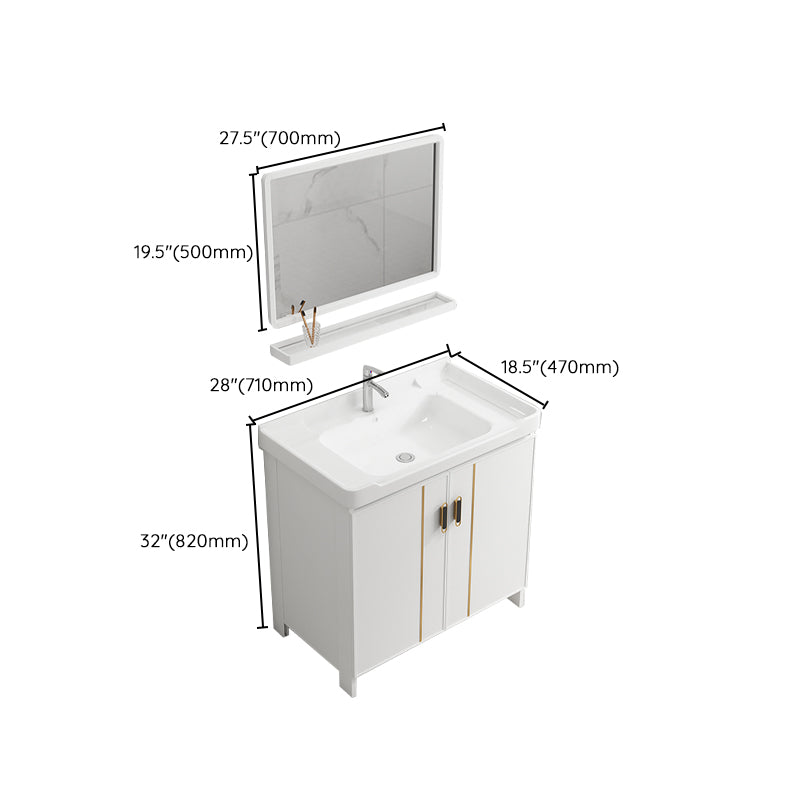 Modern Bathroom Vanity White Metal Frame Single-Sink Wall Mount Vanity Set Clearhalo 'Bathroom Remodel & Bathroom Fixtures' 'Bathroom Vanities' 'bathroom_vanities' 'Home Improvement' 'home_improvement' 'home_improvement_bathroom_vanities' 7588929