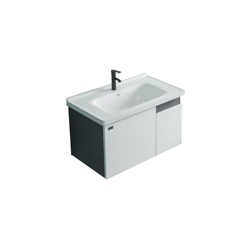 Single Sink Rectangular Bathroom Vanity Modern White Metal Frame Vanity Set Vanity & Faucet 31.9"L x 18.9"W x 18.1"H White Clearhalo 'Bathroom Remodel & Bathroom Fixtures' 'Bathroom Vanities' 'bathroom_vanities' 'Home Improvement' 'home_improvement' 'home_improvement_bathroom_vanities' 7588964