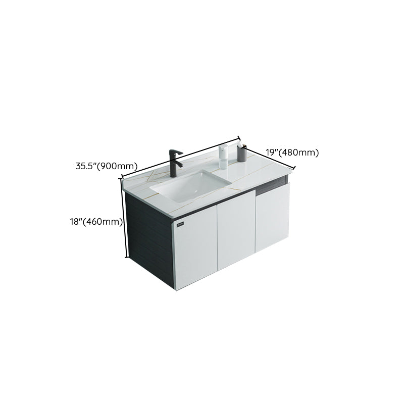 Single Sink Rectangular Bathroom Vanity Modern White Metal Frame Vanity Set Clearhalo 'Bathroom Remodel & Bathroom Fixtures' 'Bathroom Vanities' 'bathroom_vanities' 'Home Improvement' 'home_improvement' 'home_improvement_bathroom_vanities' 7588973