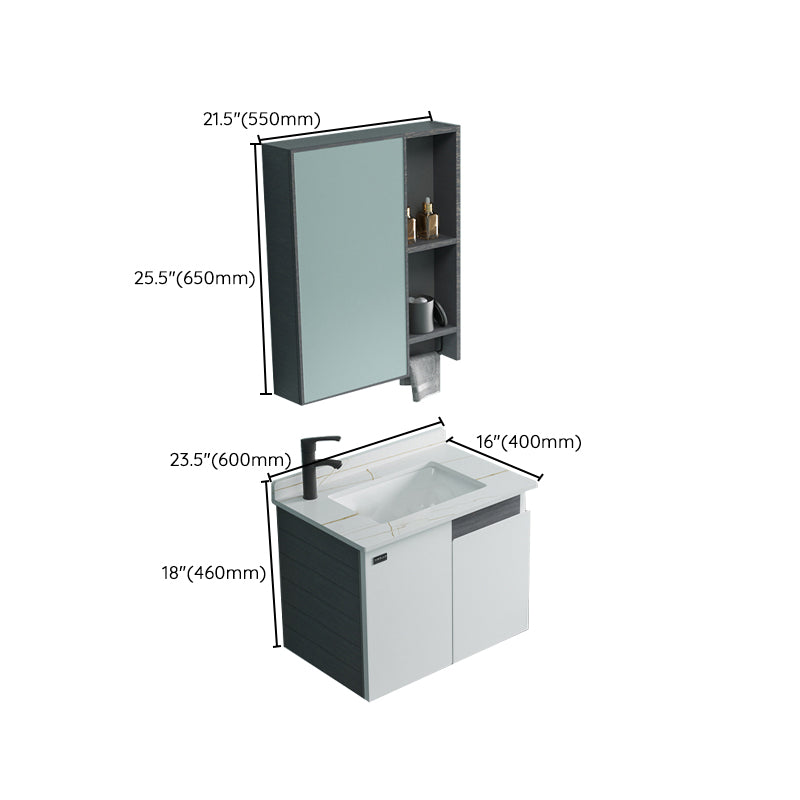 Single Sink Rectangular Bathroom Vanity Modern White Metal Frame Vanity Set Clearhalo 'Bathroom Remodel & Bathroom Fixtures' 'Bathroom Vanities' 'bathroom_vanities' 'Home Improvement' 'home_improvement' 'home_improvement_bathroom_vanities' 7588982