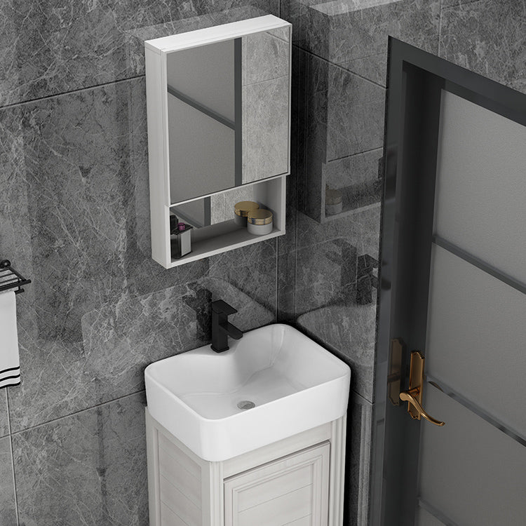 Rectangular Modern Bathroom Vanity White Metal Frame Single-Sink Vanity Set Clearhalo 'Bathroom Remodel & Bathroom Fixtures' 'Bathroom Vanities' 'bathroom_vanities' 'Home Improvement' 'home_improvement' 'home_improvement_bathroom_vanities' 7588996