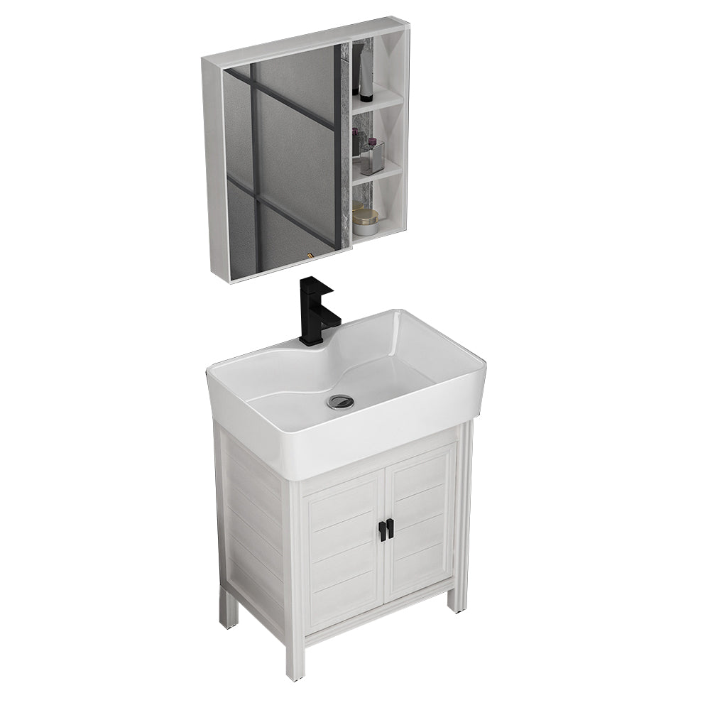 Rectangular Modern Bathroom Vanity White Metal Frame Single-Sink Vanity Set Clearhalo 'Bathroom Remodel & Bathroom Fixtures' 'Bathroom Vanities' 'bathroom_vanities' 'Home Improvement' 'home_improvement' 'home_improvement_bathroom_vanities' 7588998