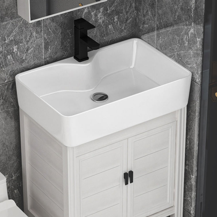 Rectangular Modern Bathroom Vanity White Metal Frame Single-Sink Vanity Set Clearhalo 'Bathroom Remodel & Bathroom Fixtures' 'Bathroom Vanities' 'bathroom_vanities' 'Home Improvement' 'home_improvement' 'home_improvement_bathroom_vanities' 7589004