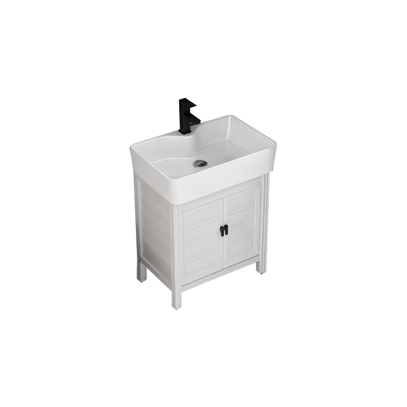 Rectangular Modern Bathroom Vanity White Metal Frame Single-Sink Vanity Set Vanity & Faucet 23"L x 15"W x 33"H Clearhalo 'Bathroom Remodel & Bathroom Fixtures' 'Bathroom Vanities' 'bathroom_vanities' 'Home Improvement' 'home_improvement' 'home_improvement_bathroom_vanities' 7589019