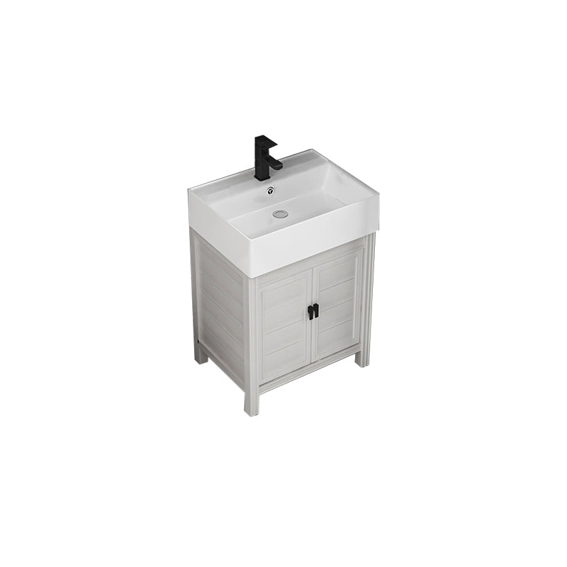 Rectangular Modern Bathroom Vanity White Metal Frame Single-Sink Vanity Set Vanity & Faucet 23"L x 17"W x 33"H Clearhalo 'Bathroom Remodel & Bathroom Fixtures' 'Bathroom Vanities' 'bathroom_vanities' 'Home Improvement' 'home_improvement' 'home_improvement_bathroom_vanities' 7589020