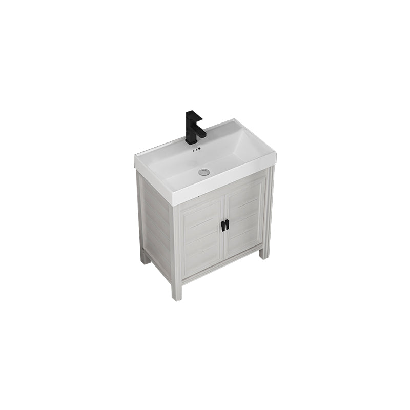 Rectangular Modern Bathroom Vanity White Metal Frame Single-Sink Vanity Set Vanity & Faucet 24"L x 15"W x 32"H Clearhalo 'Bathroom Remodel & Bathroom Fixtures' 'Bathroom Vanities' 'bathroom_vanities' 'Home Improvement' 'home_improvement' 'home_improvement_bathroom_vanities' 7589021