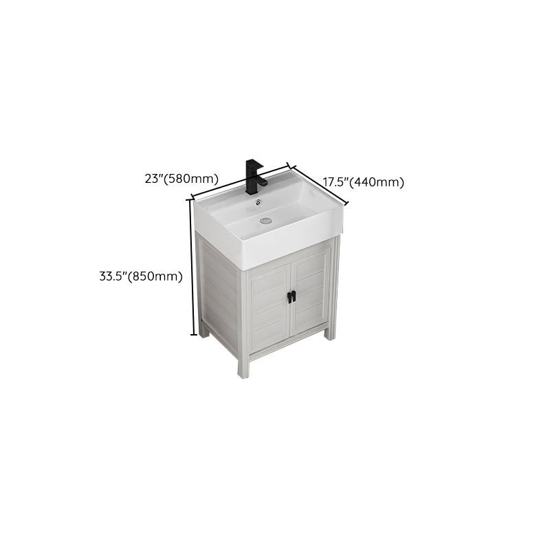 Rectangular Modern Bathroom Vanity White Metal Frame Single-Sink Vanity Set Clearhalo 'Bathroom Remodel & Bathroom Fixtures' 'Bathroom Vanities' 'bathroom_vanities' 'Home Improvement' 'home_improvement' 'home_improvement_bathroom_vanities' 7589027