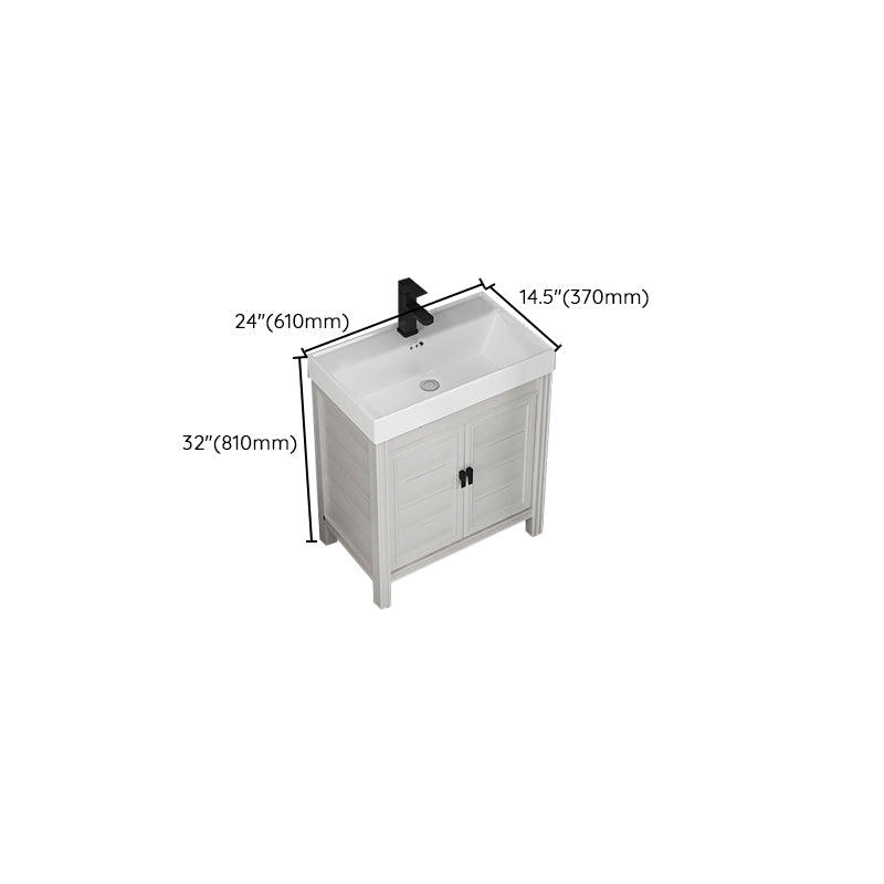 Rectangular Modern Bathroom Vanity White Metal Frame Single-Sink Vanity Set Clearhalo 'Bathroom Remodel & Bathroom Fixtures' 'Bathroom Vanities' 'bathroom_vanities' 'Home Improvement' 'home_improvement' 'home_improvement_bathroom_vanities' 7589029