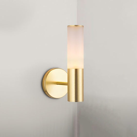 Frosted Glass Tube Reading Wall Lighting Post Modern 1 Light Gold LED Wall Mounted Lamp Gold Clearhalo 'Cast Iron' 'Glass' 'Industrial' 'Modern wall lights' 'Modern' 'Tiffany' 'Traditional wall lights' 'Wall Lamps & Sconces' 'Wall Lights' Lighting' 758902