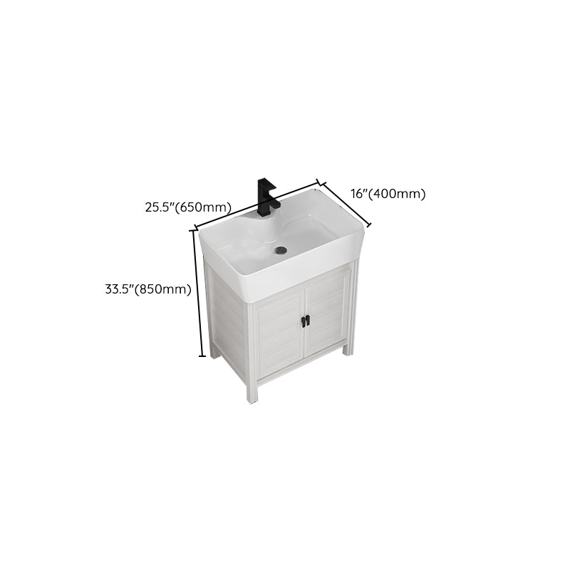 Rectangular Modern Bathroom Vanity White Metal Frame Single-Sink Vanity Set Clearhalo 'Bathroom Remodel & Bathroom Fixtures' 'Bathroom Vanities' 'bathroom_vanities' 'Home Improvement' 'home_improvement' 'home_improvement_bathroom_vanities' 7589030