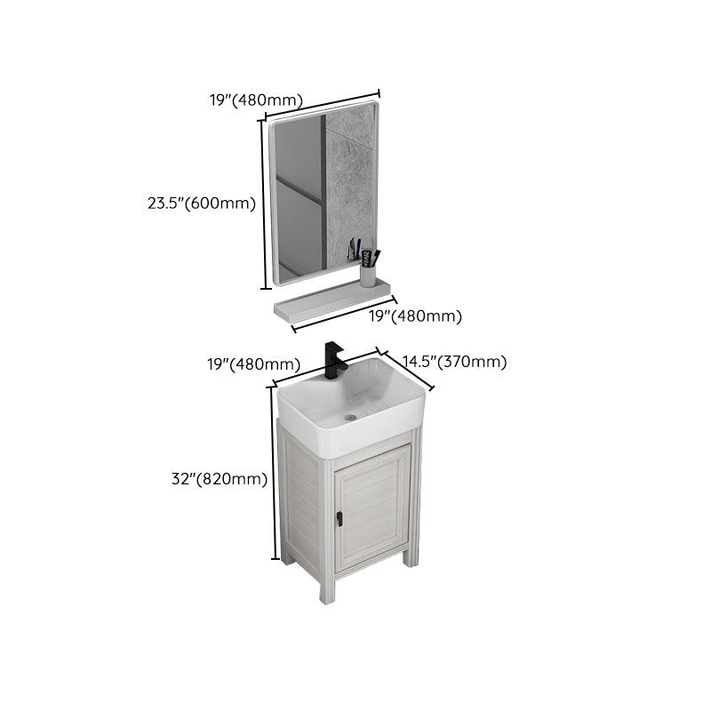 Rectangular Modern Bathroom Vanity White Metal Frame Single-Sink Vanity Set Clearhalo 'Bathroom Remodel & Bathroom Fixtures' 'Bathroom Vanities' 'bathroom_vanities' 'Home Improvement' 'home_improvement' 'home_improvement_bathroom_vanities' 7589032