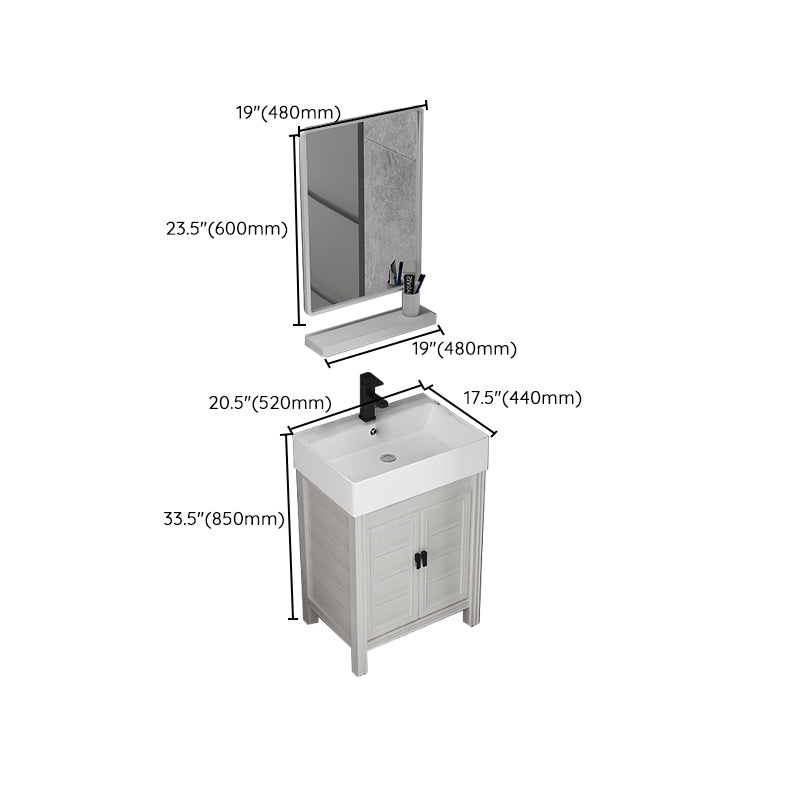 Rectangular Modern Bathroom Vanity White Metal Frame Single-Sink Vanity Set Clearhalo 'Bathroom Remodel & Bathroom Fixtures' 'Bathroom Vanities' 'bathroom_vanities' 'Home Improvement' 'home_improvement' 'home_improvement_bathroom_vanities' 7589034