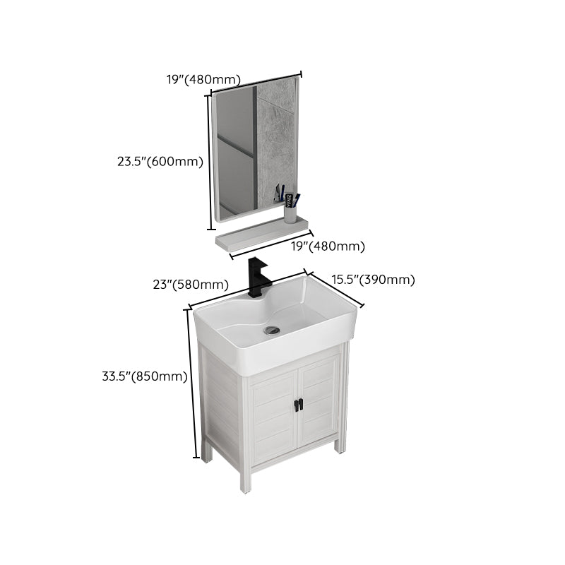 Rectangular Modern Bathroom Vanity White Metal Frame Single-Sink Vanity Set Clearhalo 'Bathroom Remodel & Bathroom Fixtures' 'Bathroom Vanities' 'bathroom_vanities' 'Home Improvement' 'home_improvement' 'home_improvement_bathroom_vanities' 7589036