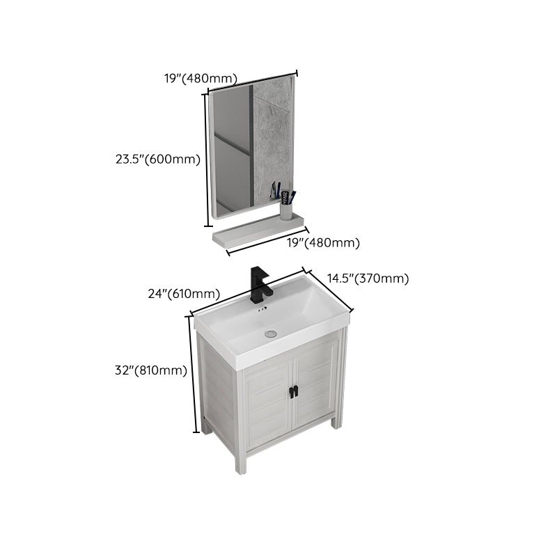 Rectangular Modern Bathroom Vanity White Metal Frame Single-Sink Vanity Set Clearhalo 'Bathroom Remodel & Bathroom Fixtures' 'Bathroom Vanities' 'bathroom_vanities' 'Home Improvement' 'home_improvement' 'home_improvement_bathroom_vanities' 7589037