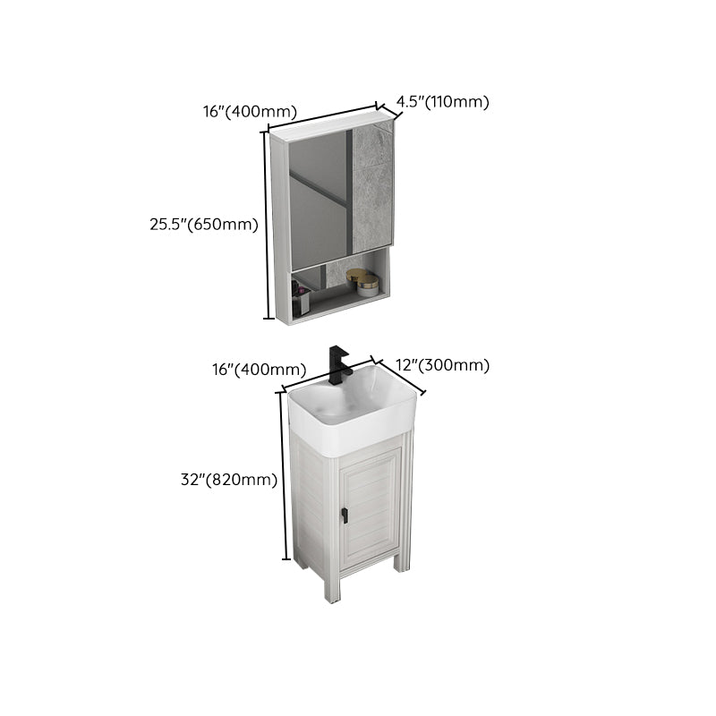 Rectangular Modern Bathroom Vanity White Metal Frame Single-Sink Vanity Set Clearhalo 'Bathroom Remodel & Bathroom Fixtures' 'Bathroom Vanities' 'bathroom_vanities' 'Home Improvement' 'home_improvement' 'home_improvement_bathroom_vanities' 7589039