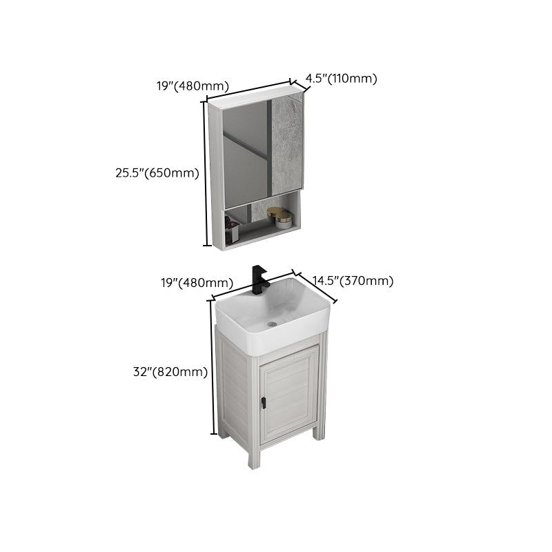 Rectangular Modern Bathroom Vanity White Metal Frame Single-Sink Vanity Set Clearhalo 'Bathroom Remodel & Bathroom Fixtures' 'Bathroom Vanities' 'bathroom_vanities' 'Home Improvement' 'home_improvement' 'home_improvement_bathroom_vanities' 7589040