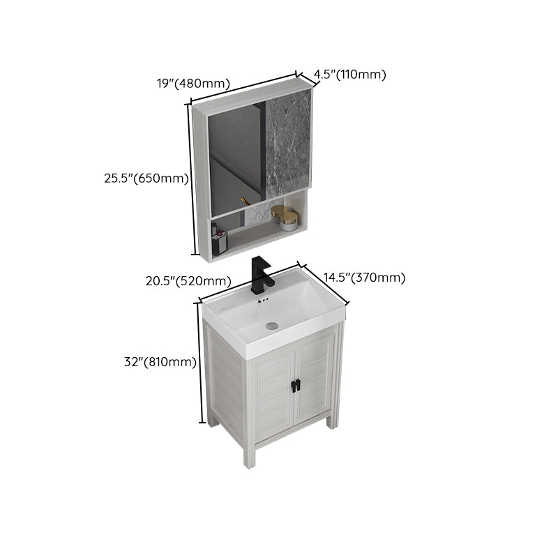 Rectangular Modern Bathroom Vanity White Metal Frame Single-Sink Vanity Set Clearhalo 'Bathroom Remodel & Bathroom Fixtures' 'Bathroom Vanities' 'bathroom_vanities' 'Home Improvement' 'home_improvement' 'home_improvement_bathroom_vanities' 7589041