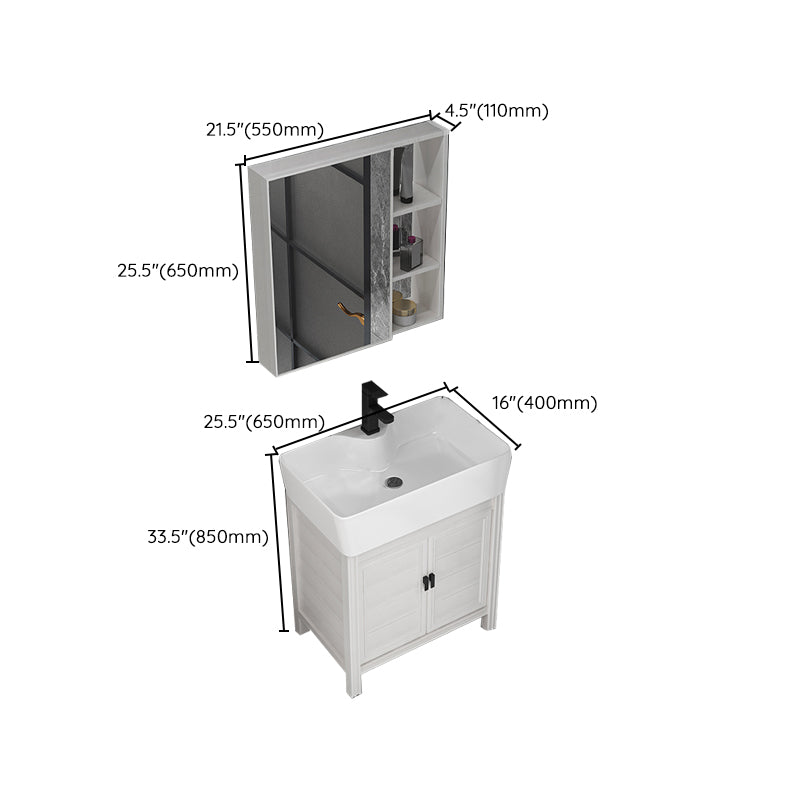 Rectangular Modern Bathroom Vanity White Metal Frame Single-Sink Vanity Set Clearhalo 'Bathroom Remodel & Bathroom Fixtures' 'Bathroom Vanities' 'bathroom_vanities' 'Home Improvement' 'home_improvement' 'home_improvement_bathroom_vanities' 7589046