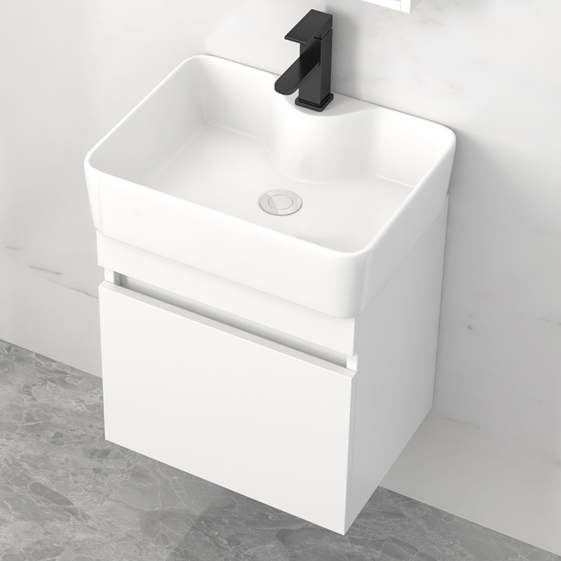 Rectangular Single Sink Bathroom Vanity Modern White Wall Mount Vanity Set Clearhalo 'Bathroom Remodel & Bathroom Fixtures' 'Bathroom Vanities' 'bathroom_vanities' 'Home Improvement' 'home_improvement' 'home_improvement_bathroom_vanities' 7589049