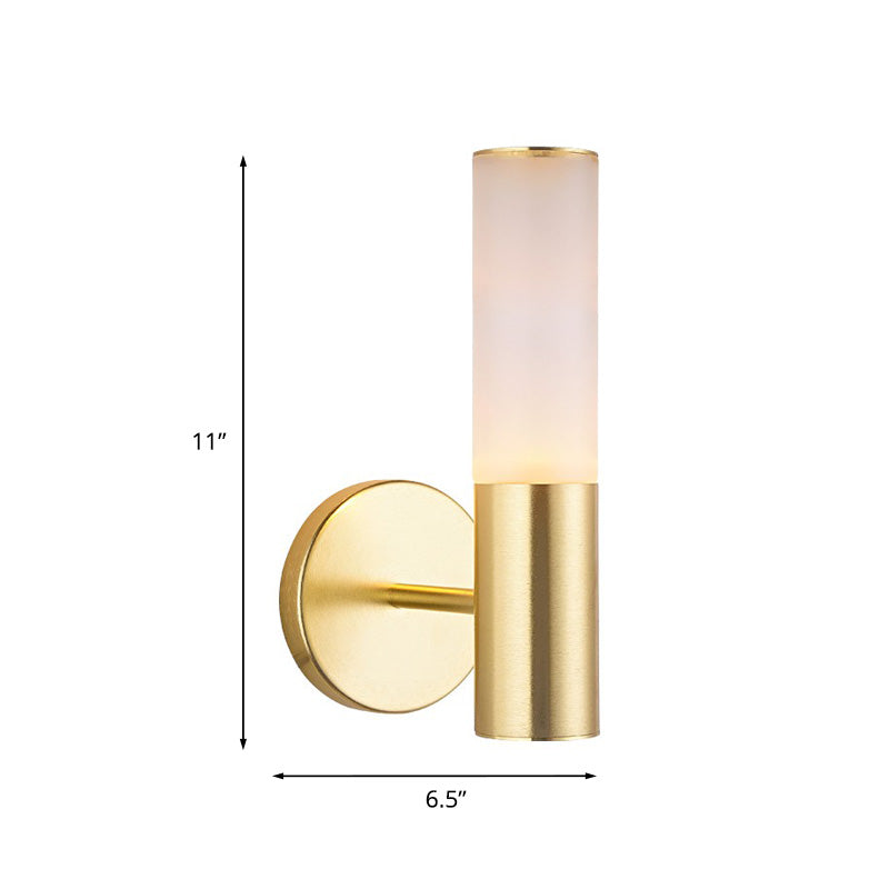 Frosted Glass Tube Reading Wall Lighting Post Modern 1 Light Gold LED Wall Mounted Lamp Clearhalo 'Cast Iron' 'Glass' 'Industrial' 'Modern wall lights' 'Modern' 'Tiffany' 'Traditional wall lights' 'Wall Lamps & Sconces' 'Wall Lights' Lighting' 758905