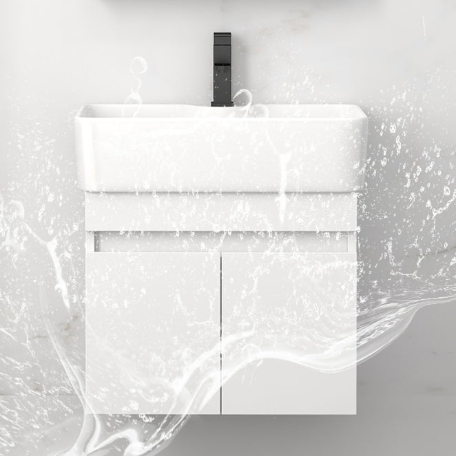Rectangular Single Sink Bathroom Vanity Modern White Wall Mount Vanity Set Clearhalo 'Bathroom Remodel & Bathroom Fixtures' 'Bathroom Vanities' 'bathroom_vanities' 'Home Improvement' 'home_improvement' 'home_improvement_bathroom_vanities' 7589054