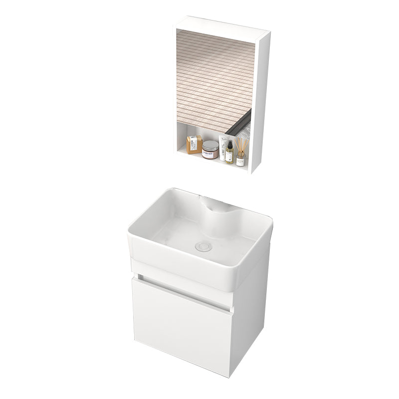 Rectangular Single Sink Bathroom Vanity Modern White Wall Mount Vanity Set Vanity & Mirror Cabinet 19"L x 15"W x 21"H Clearhalo 'Bathroom Remodel & Bathroom Fixtures' 'Bathroom Vanities' 'bathroom_vanities' 'Home Improvement' 'home_improvement' 'home_improvement_bathroom_vanities' 7589067