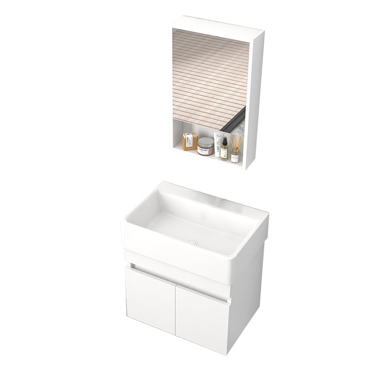 Rectangular Single Sink Bathroom Vanity Modern White Wall Mount Vanity Set Vanity & Mirror Cabinet 21"L x 14"W x 21"H Clearhalo 'Bathroom Remodel & Bathroom Fixtures' 'Bathroom Vanities' 'bathroom_vanities' 'Home Improvement' 'home_improvement' 'home_improvement_bathroom_vanities' 7589068