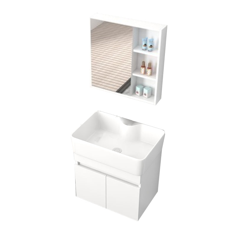 Rectangular Single Sink Bathroom Vanity Modern White Wall Mount Vanity Set Vanity & Mirror Cabinet 23"L x 15"W x 21"H Clearhalo 'Bathroom Remodel & Bathroom Fixtures' 'Bathroom Vanities' 'bathroom_vanities' 'Home Improvement' 'home_improvement' 'home_improvement_bathroom_vanities' 7589069