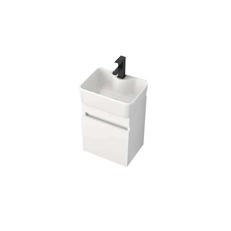 Rectangular Single Sink Bathroom Vanity Modern White Wall Mount Vanity Set Vanity & Faucet 16"L x 12"W x 21"H Clearhalo 'Bathroom Remodel & Bathroom Fixtures' 'Bathroom Vanities' 'bathroom_vanities' 'Home Improvement' 'home_improvement' 'home_improvement_bathroom_vanities' 7589070