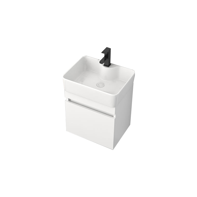 Rectangular Single Sink Bathroom Vanity Modern White Wall Mount Vanity Set Vanity & Faucet 19"L x 15"W x 21"H Clearhalo 'Bathroom Remodel & Bathroom Fixtures' 'Bathroom Vanities' 'bathroom_vanities' 'Home Improvement' 'home_improvement' 'home_improvement_bathroom_vanities' 7589071