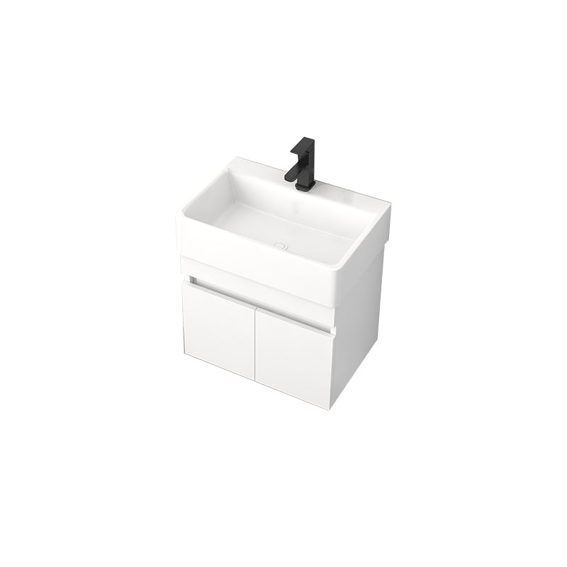 Rectangular Single Sink Bathroom Vanity Modern White Wall Mount Vanity Set Vanity & Faucet 21"L x 14"W x 21"H Clearhalo 'Bathroom Remodel & Bathroom Fixtures' 'Bathroom Vanities' 'bathroom_vanities' 'Home Improvement' 'home_improvement' 'home_improvement_bathroom_vanities' 7589072