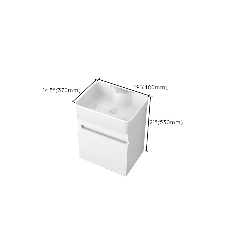 Rectangular Single Sink Bathroom Vanity Modern White Wall Mount Vanity Set Clearhalo 'Bathroom Remodel & Bathroom Fixtures' 'Bathroom Vanities' 'bathroom_vanities' 'Home Improvement' 'home_improvement' 'home_improvement_bathroom_vanities' 7589079