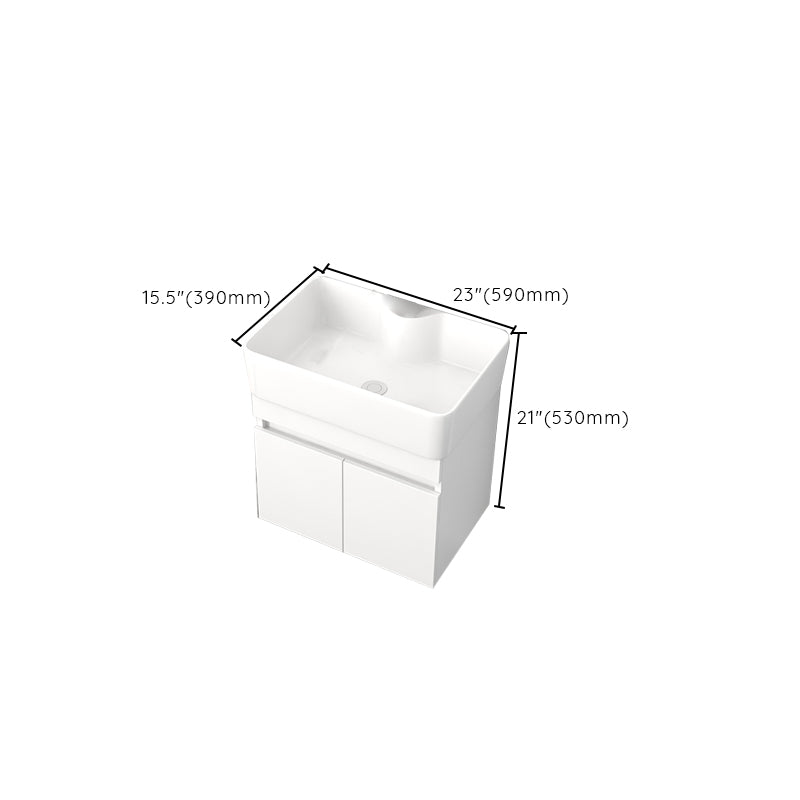 Rectangular Single Sink Bathroom Vanity Modern White Wall Mount Vanity Set Clearhalo 'Bathroom Remodel & Bathroom Fixtures' 'Bathroom Vanities' 'bathroom_vanities' 'Home Improvement' 'home_improvement' 'home_improvement_bathroom_vanities' 7589081