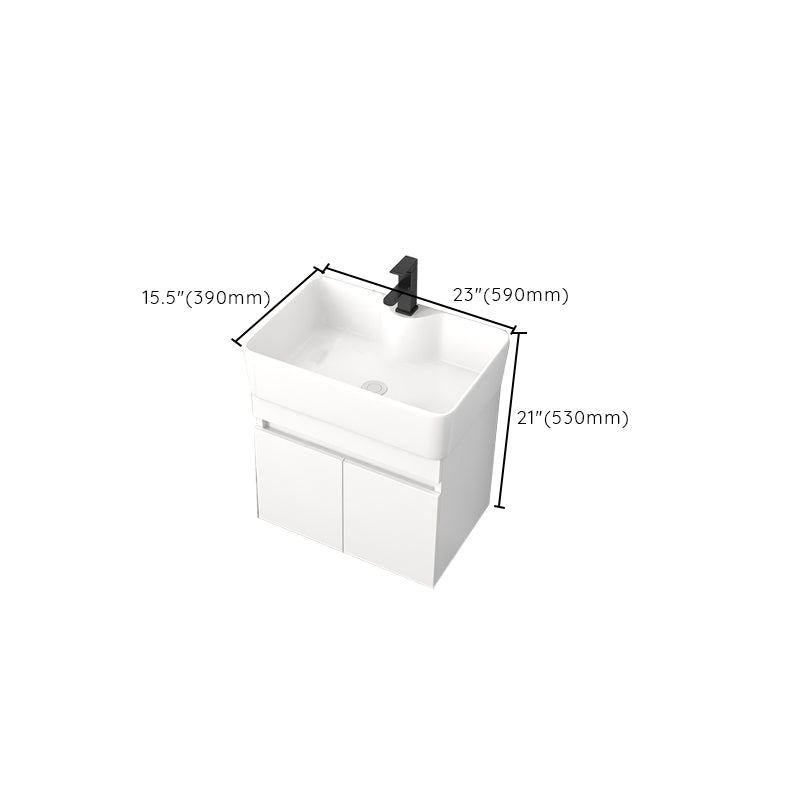 Rectangular Single Sink Bathroom Vanity Modern White Wall Mount Vanity Set Clearhalo 'Bathroom Remodel & Bathroom Fixtures' 'Bathroom Vanities' 'bathroom_vanities' 'Home Improvement' 'home_improvement' 'home_improvement_bathroom_vanities' 7589085