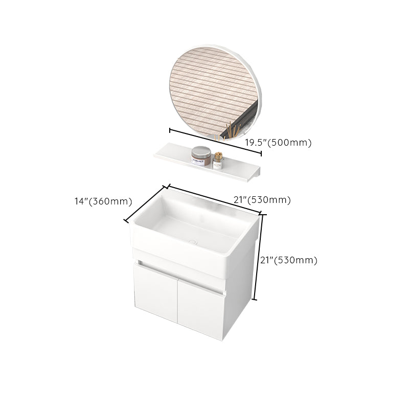 Rectangular Single Sink Bathroom Vanity Modern White Wall Mount Vanity Set Clearhalo 'Bathroom Remodel & Bathroom Fixtures' 'Bathroom Vanities' 'bathroom_vanities' 'Home Improvement' 'home_improvement' 'home_improvement_bathroom_vanities' 7589088