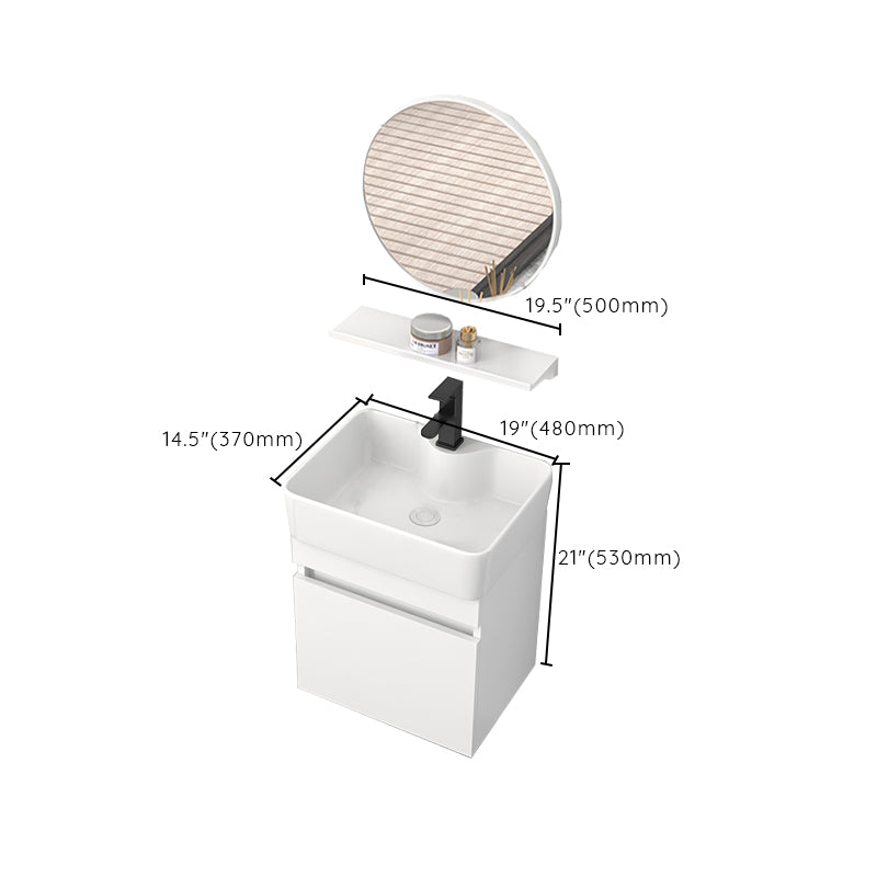 Rectangular Single Sink Bathroom Vanity Modern White Wall Mount Vanity Set Clearhalo 'Bathroom Remodel & Bathroom Fixtures' 'Bathroom Vanities' 'bathroom_vanities' 'Home Improvement' 'home_improvement' 'home_improvement_bathroom_vanities' 7589091