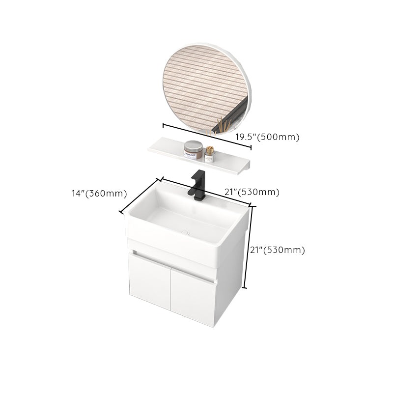 Rectangular Single Sink Bathroom Vanity Modern White Wall Mount Vanity Set Clearhalo 'Bathroom Remodel & Bathroom Fixtures' 'Bathroom Vanities' 'bathroom_vanities' 'Home Improvement' 'home_improvement' 'home_improvement_bathroom_vanities' 7589092