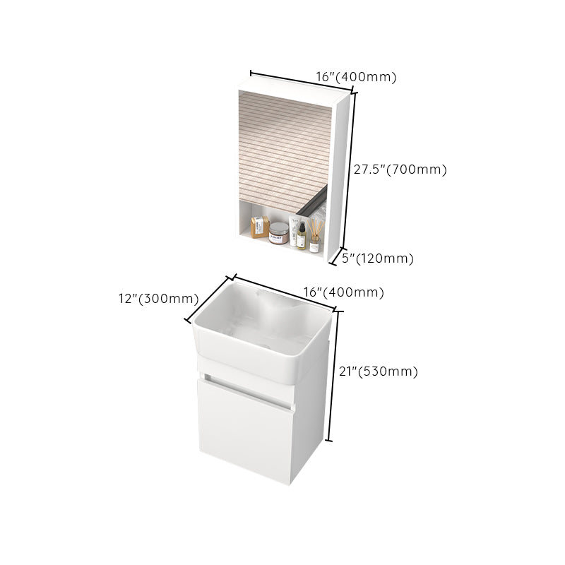 Rectangular Single Sink Bathroom Vanity Modern White Wall Mount Vanity Set Clearhalo 'Bathroom Remodel & Bathroom Fixtures' 'Bathroom Vanities' 'bathroom_vanities' 'Home Improvement' 'home_improvement' 'home_improvement_bathroom_vanities' 7589094