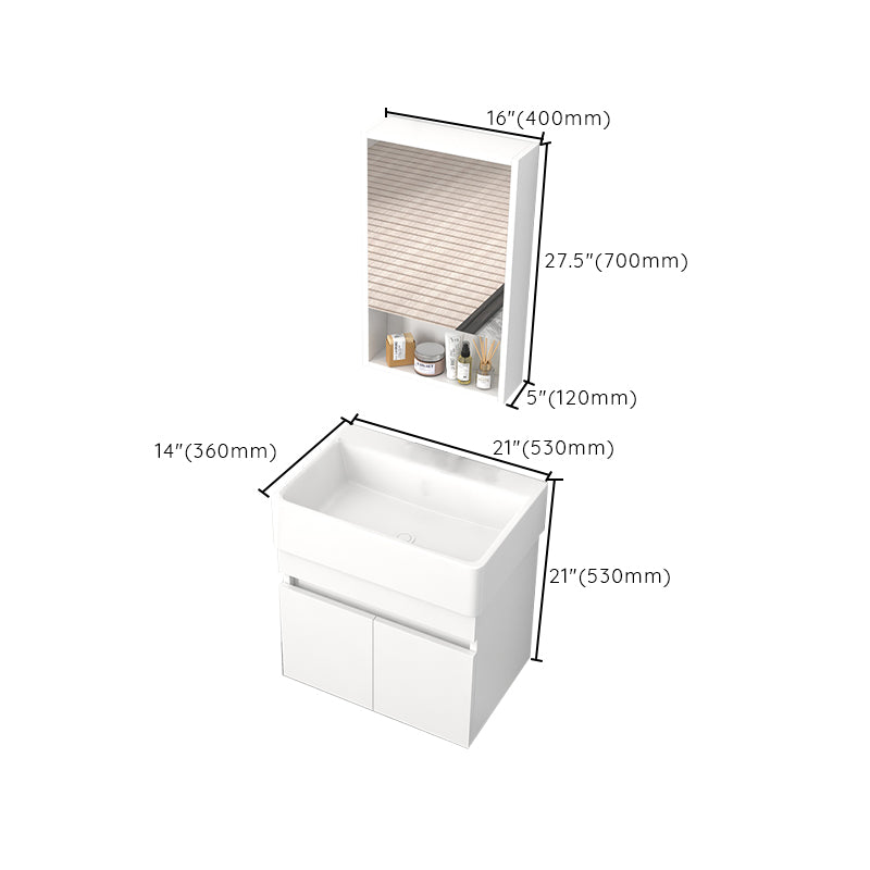 Rectangular Single Sink Bathroom Vanity Modern White Wall Mount Vanity Set Clearhalo 'Bathroom Remodel & Bathroom Fixtures' 'Bathroom Vanities' 'bathroom_vanities' 'Home Improvement' 'home_improvement' 'home_improvement_bathroom_vanities' 7589096