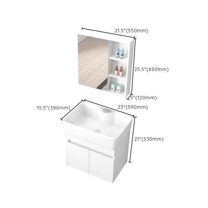 Rectangular Single Sink Bathroom Vanity Modern White Wall Mount Vanity Set Clearhalo 'Bathroom Remodel & Bathroom Fixtures' 'Bathroom Vanities' 'bathroom_vanities' 'Home Improvement' 'home_improvement' 'home_improvement_bathroom_vanities' 7589097