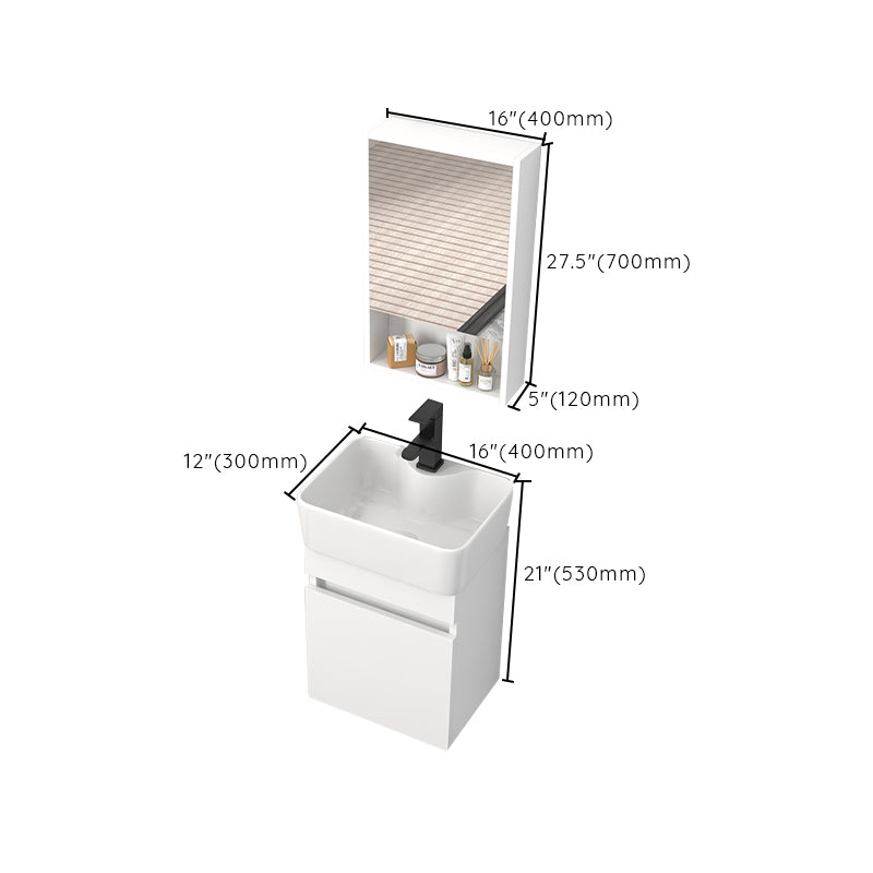 Rectangular Single Sink Bathroom Vanity Modern White Wall Mount Vanity Set Clearhalo 'Bathroom Remodel & Bathroom Fixtures' 'Bathroom Vanities' 'bathroom_vanities' 'Home Improvement' 'home_improvement' 'home_improvement_bathroom_vanities' 7589098