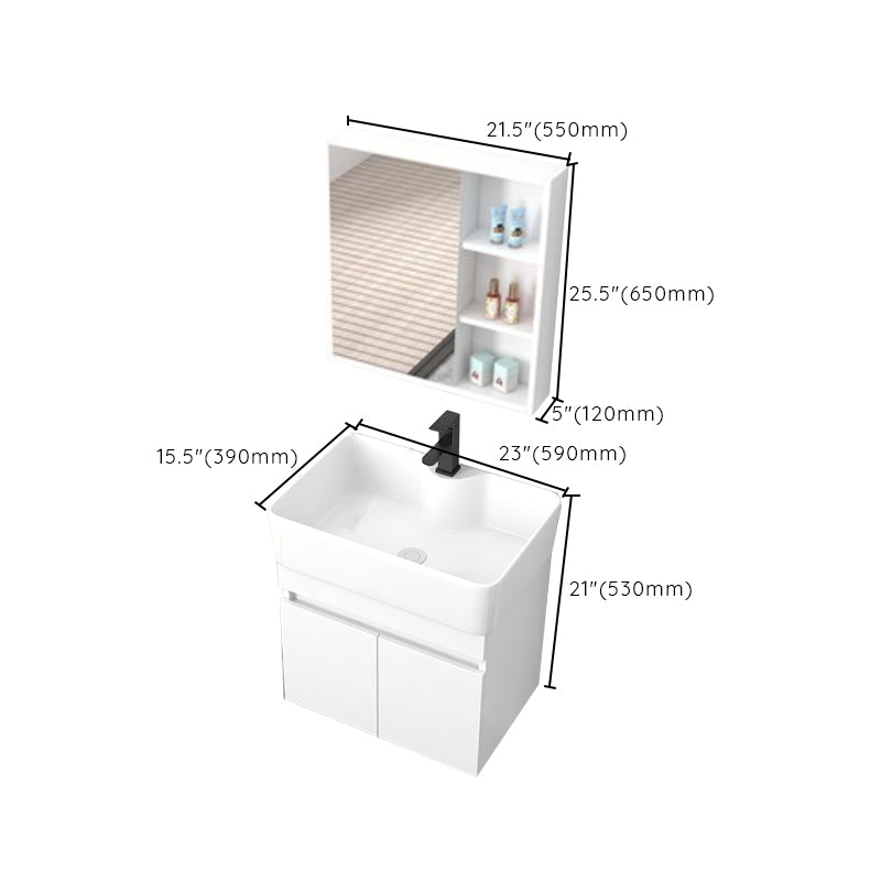 Rectangular Single Sink Bathroom Vanity Modern White Wall Mount Vanity Set Clearhalo 'Bathroom Remodel & Bathroom Fixtures' 'Bathroom Vanities' 'bathroom_vanities' 'Home Improvement' 'home_improvement' 'home_improvement_bathroom_vanities' 7589101