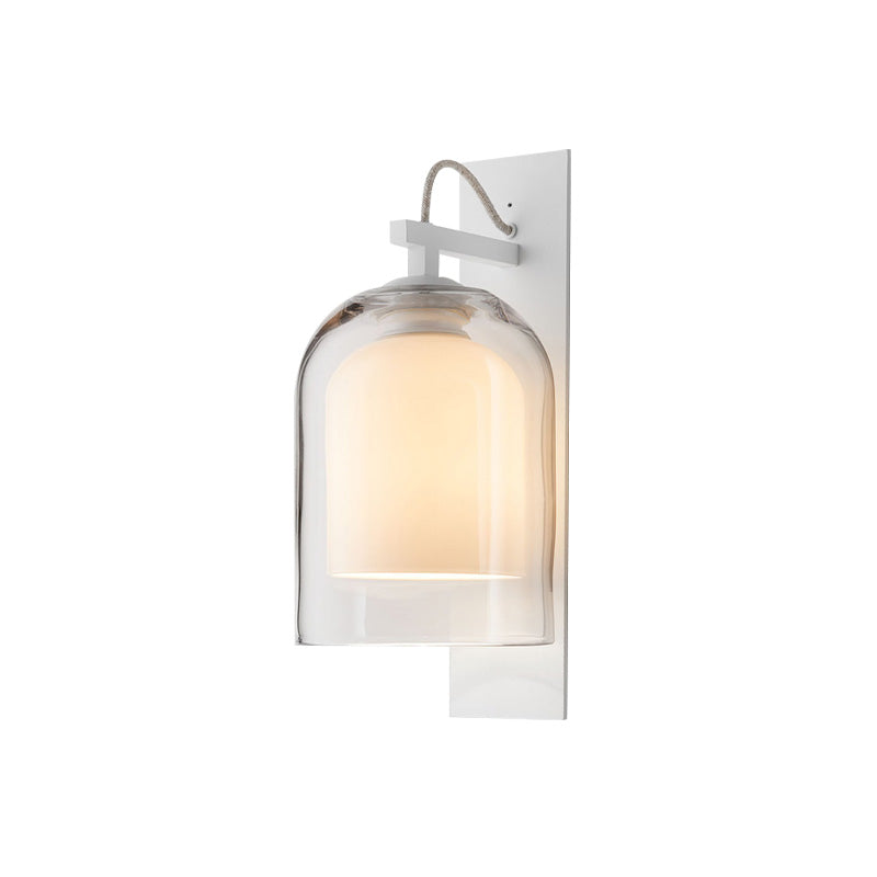 Modernist 1 Head Wall Light Fixture White Bell Wall Mount Lamp with Clear Glass Shade Clearhalo 'Cast Iron' 'Glass' 'Industrial' 'Modern wall lights' 'Modern' 'Tiffany' 'Traditional wall lights' 'Wall Lamps & Sconces' 'Wall Lights' Lighting' 758916