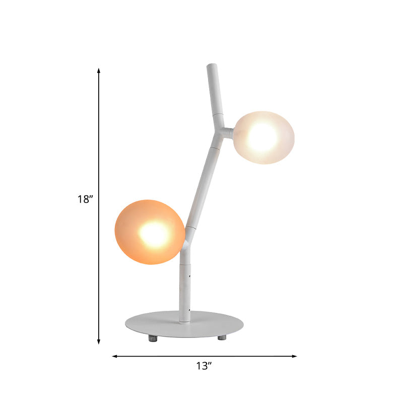 White Finish Branch Night Table Light Modern 2-Light Metallic Desk Lamp with Oval Frosted Glass Shade Clearhalo 'Lamps' 'Table Lamps' Lighting' 759004