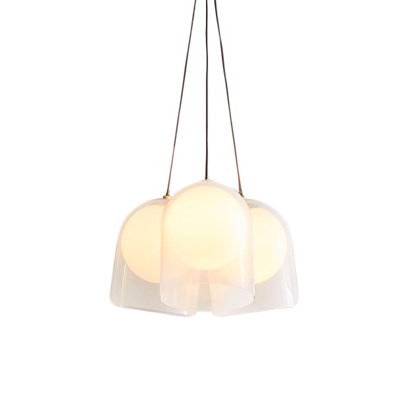 Bell Multi Pendant Light Modern White Glass 3 Lights Living Room Hanging Ceiling Lamp in Gold Clearhalo 'Ceiling Lights' 'Glass shade' 'Glass' 'Modern Pendants' 'Modern' 'Pendant Lights' 'Pendants' Lighting' 759011